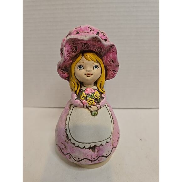 RARE Vintage SANKYO Ceramic Child & Dog Rotating Music Box